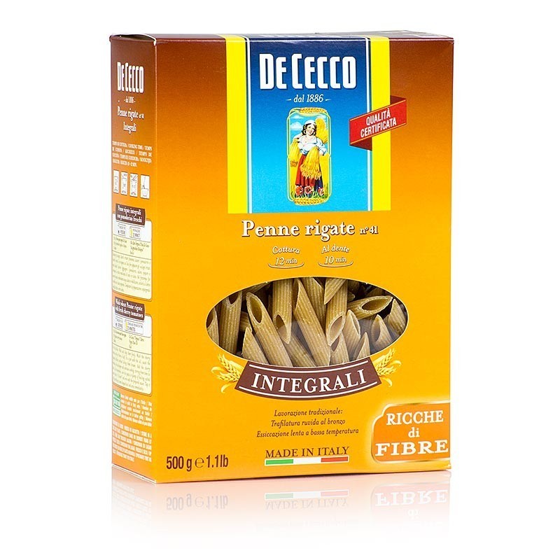 De Cecco, makaron pełnoziarnisty Penne Rigate, Nr. 41, 500 g De Cecco, makaron pełnoziarnisty Penne Rigate, Nr. 41, 500 g